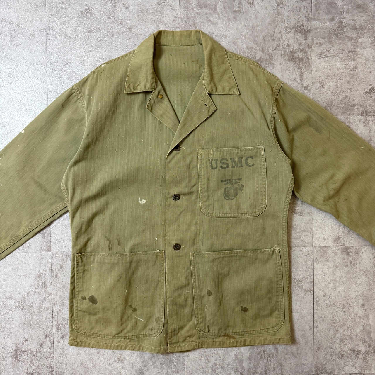 40's P-41 (First half) HBT Shirt Jacket USMC 40年代 前期 アメリカ軍 ヘリンボーン シャツ ジャケット ミリタリー ヴィンテージ ビンテージ  TT2026-0031 - 3