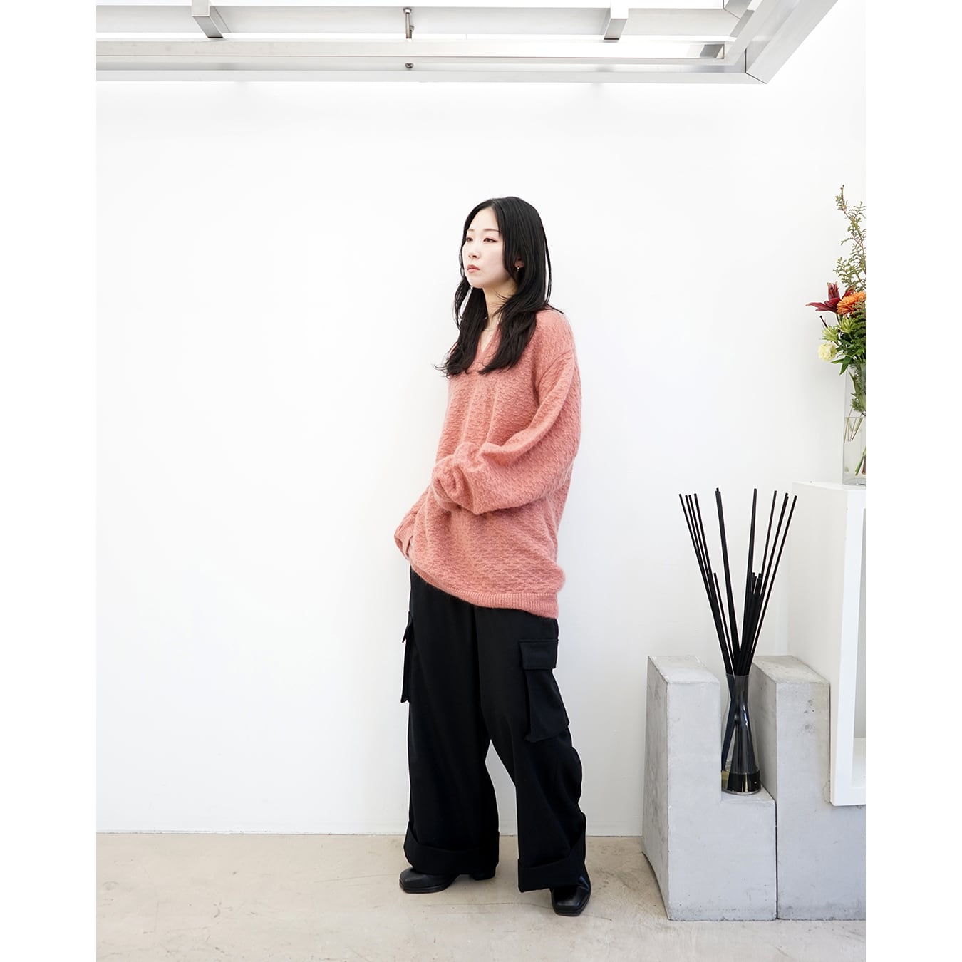 Blanc YM] (ブランワイエム) BL-24A-MSK Mohair Skipper Knit (Salmon