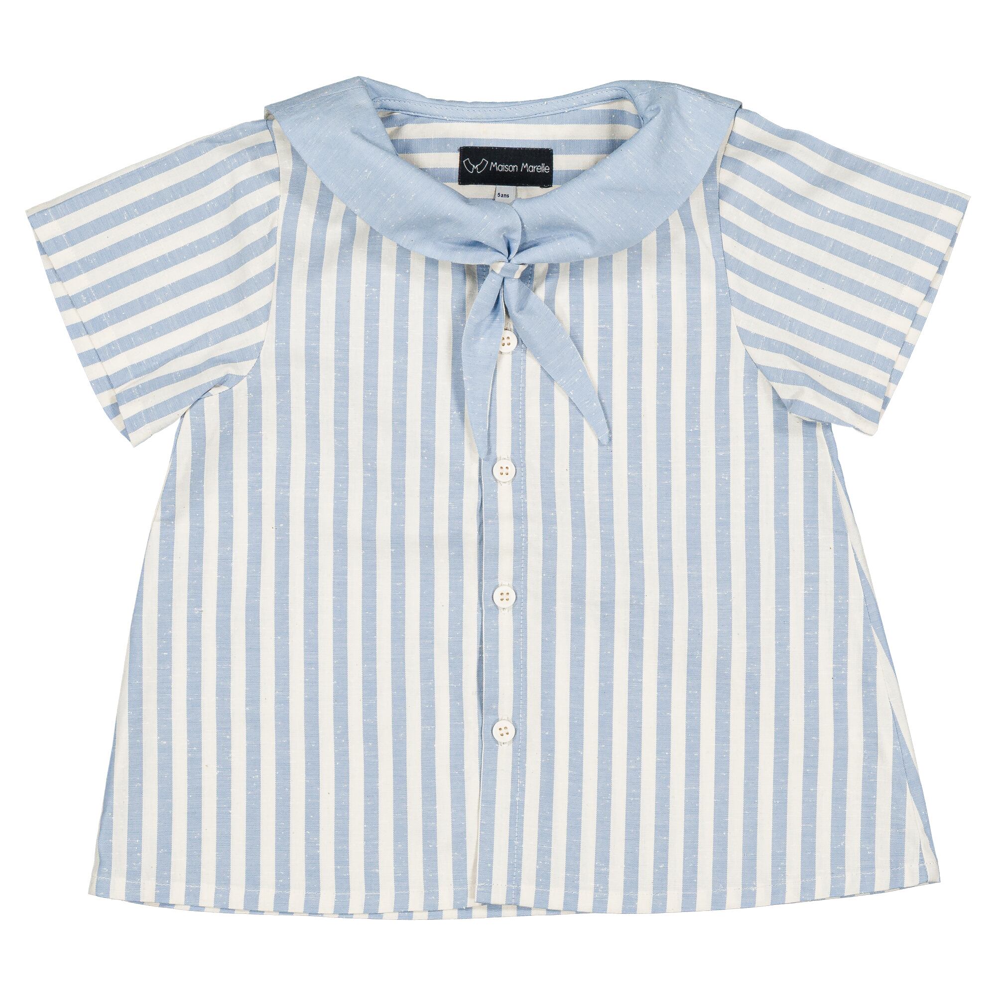 【予約・特典あり】Maison Marelle / Shirt MONGE - blue stripes / 6Y~12Y