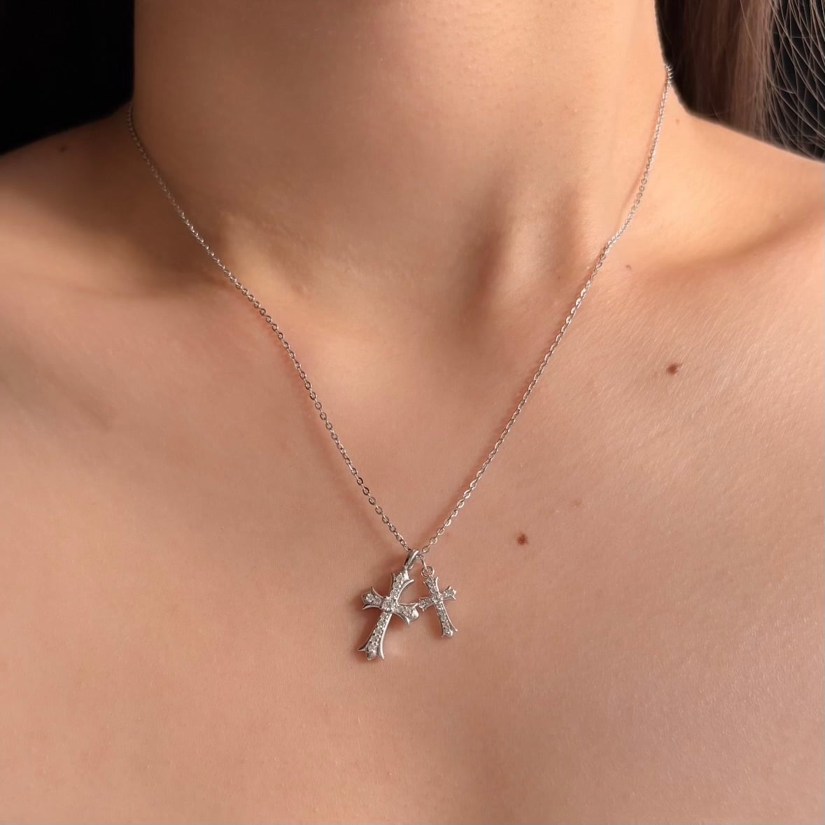 予約受付中】ミックスカラー コイン&ジルコニアチャーム ネックレス