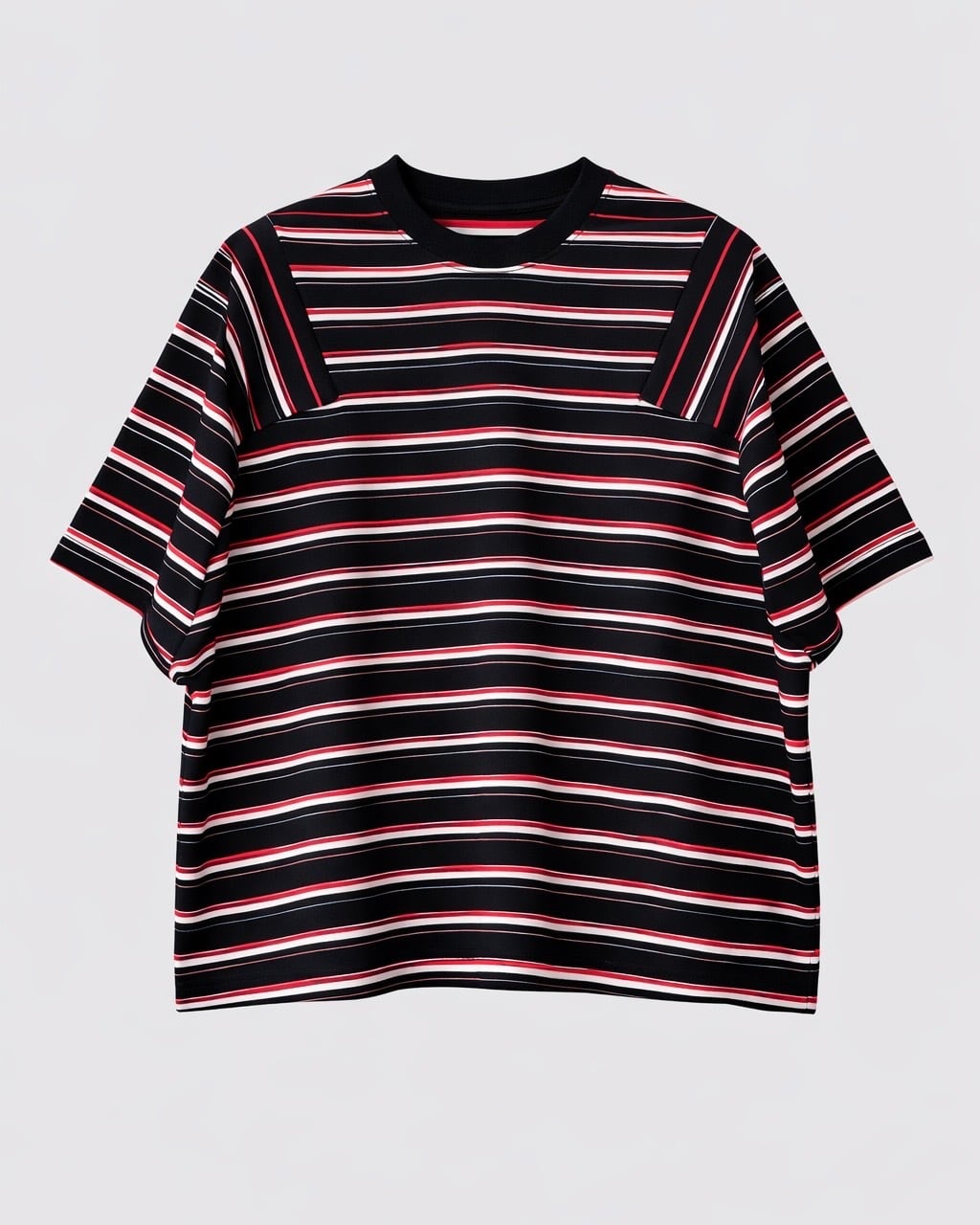 在庫予備分】マルチボーダーパネルデイリーTシャツ｜ブラック | AMBERGLEAM