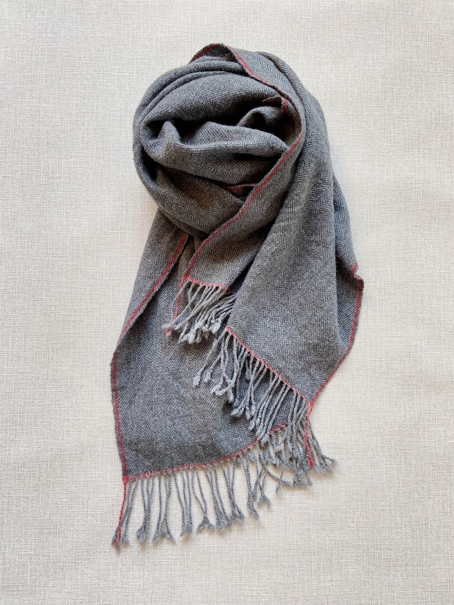 Hand-woven cashmere & lamb scarf / grey×grey