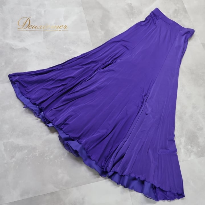 チャコット 社交ダンス スカート L 紫 パープル シフォン ダンス衣装