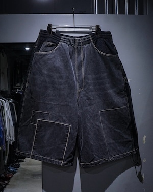 【add (C) vintage】“KOMAN” Denim Switching Wide Sweat Shorts