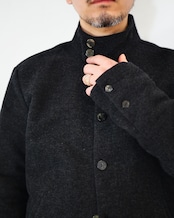 kujaku - Box Silhouette Wool Jacket :Black|二重織り/裏起毛“表使い”/バイオウォッシュ