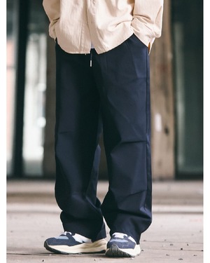 Wide Leg Drawcord Straight Pants 　x00276