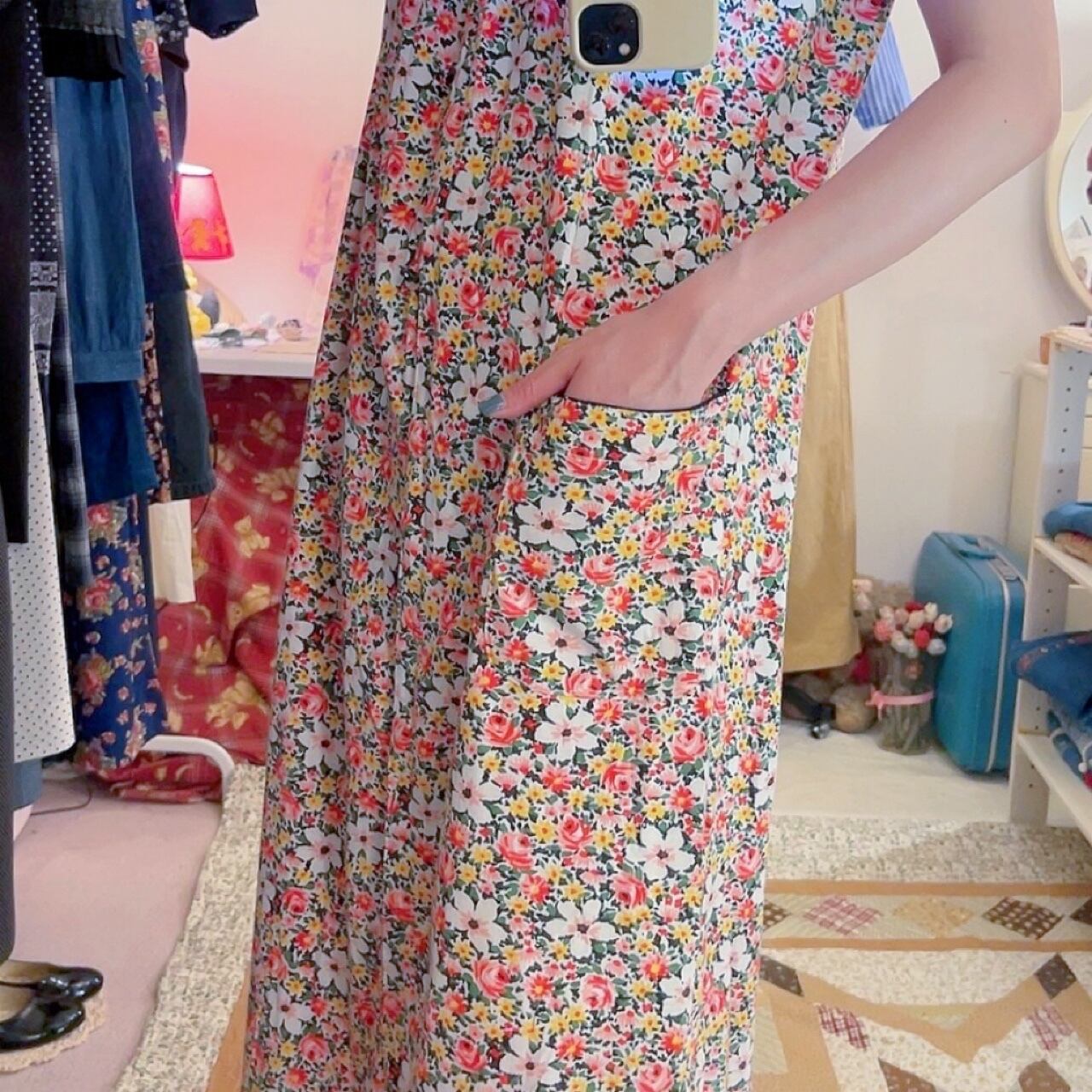 flower toggle button neglige one-piece