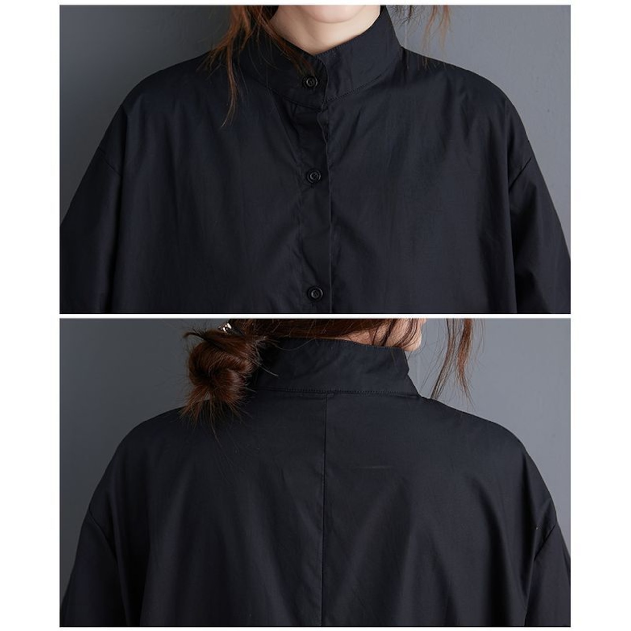 ヘムレース切替 ロングシャツ 00062