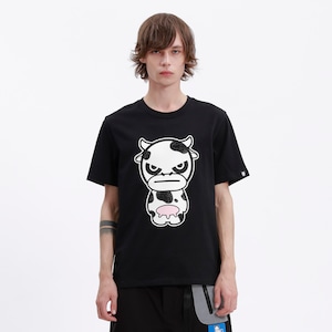 SALE 送料無料【HIPANDA ハイパンダ】メンズ 牛プリント Tシャツ MEN'S Year of the Ox PRINT SHORT SLEEVED T-SHIRT / WHITE・BLACK