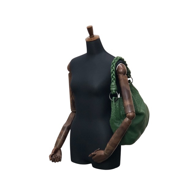 Bottega Veneta ボッテガ・ヴェネタ ショルダーバッグ グリーン レザー イントレチャート vintage ヴィンテージ オールド bt6kue