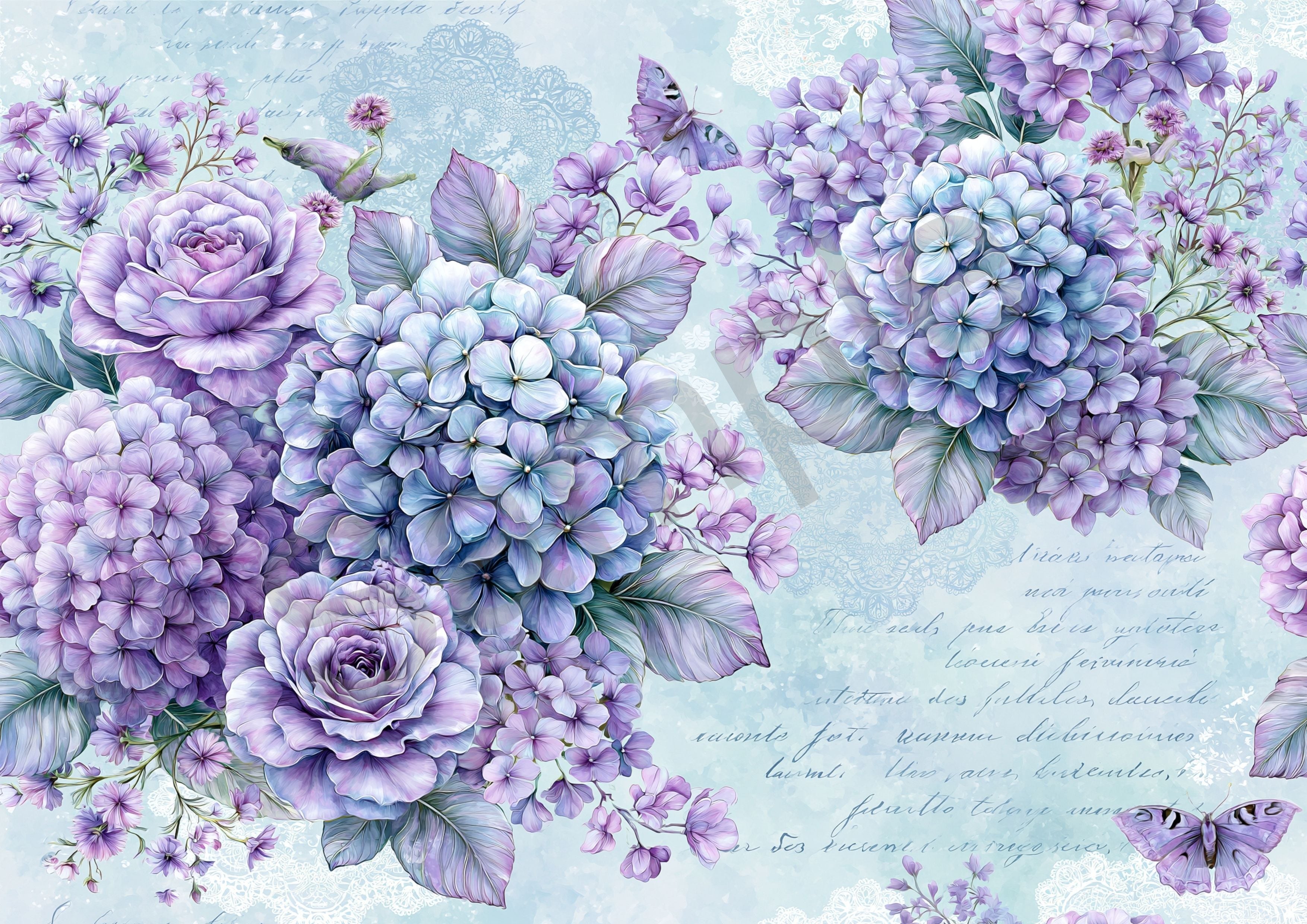 DL A4デジタルペーパー HYDRANGEA Shabby Chic （商用可能） | ASTI's
