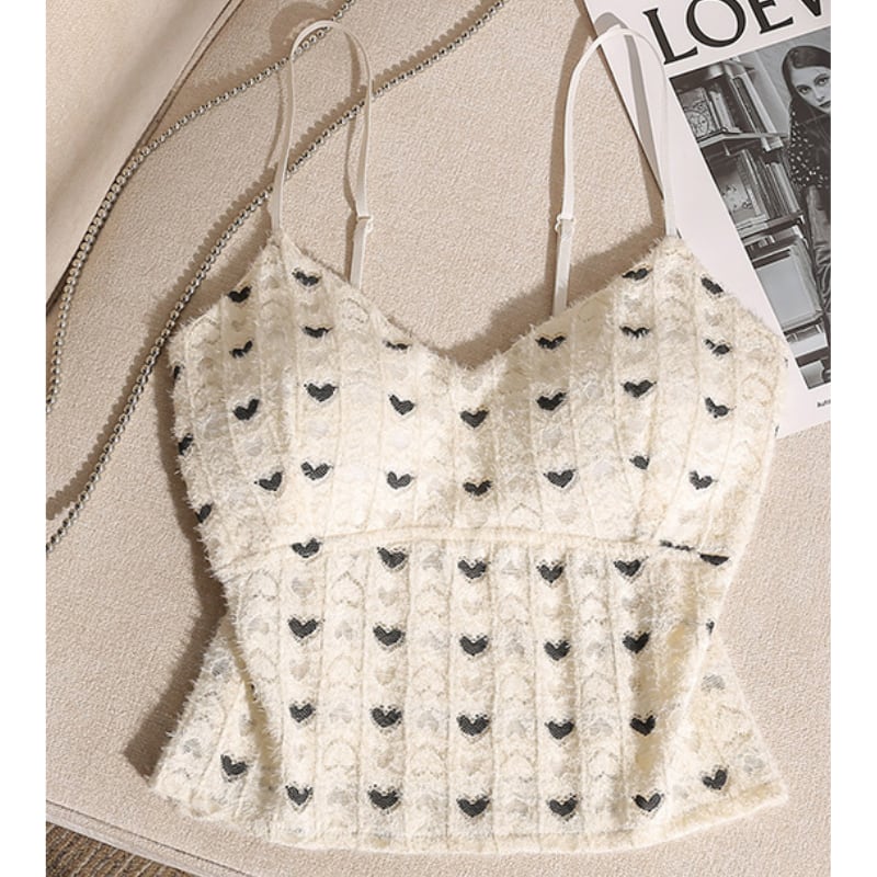 heart pattern V-neck camisole la1436