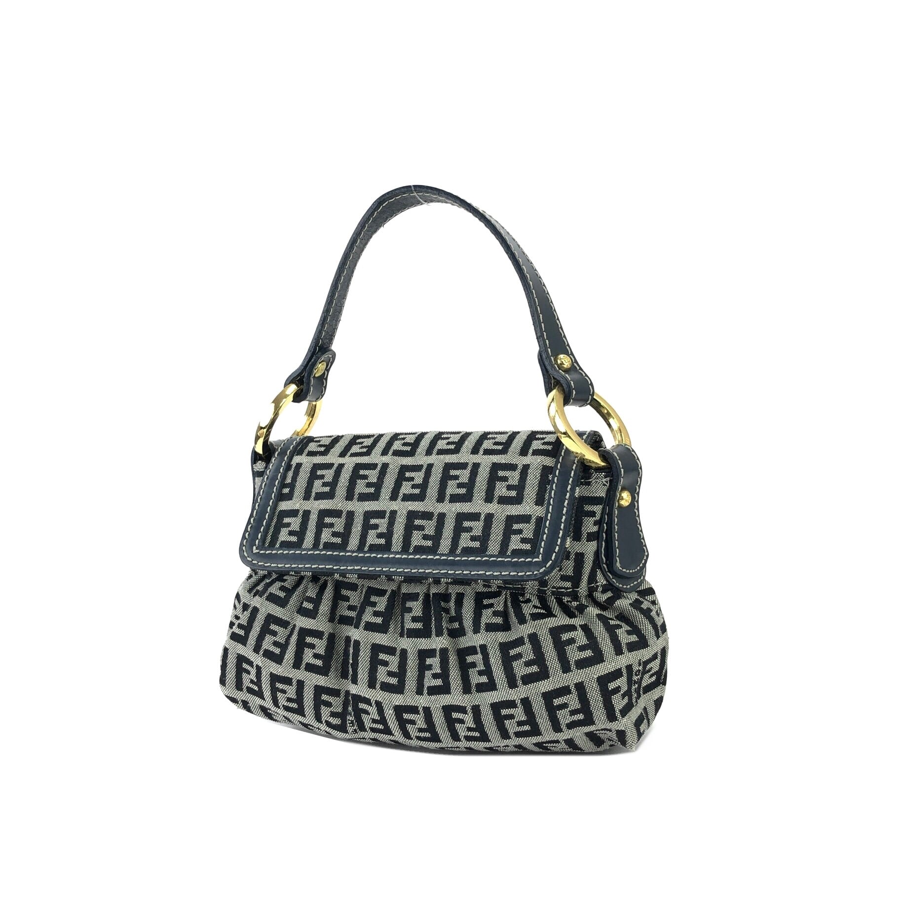 FENDI フェンディ ズッキーノ ジャガード×レザー ミニバッグ