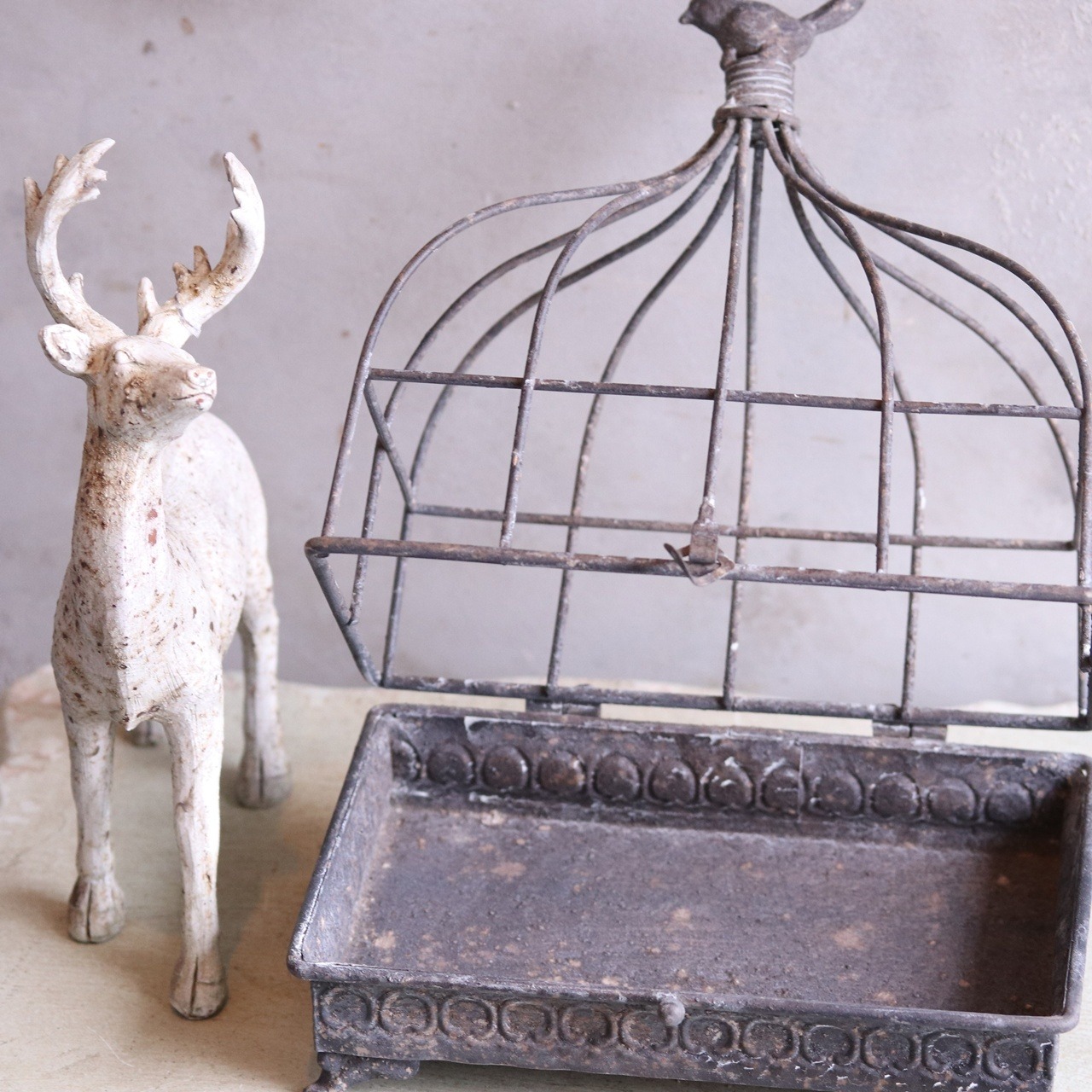 asさま専用:ワイヤー鳥篭　ラカージワイドDG　アンティーク調　シャビーシック　オシャレ　UF 601