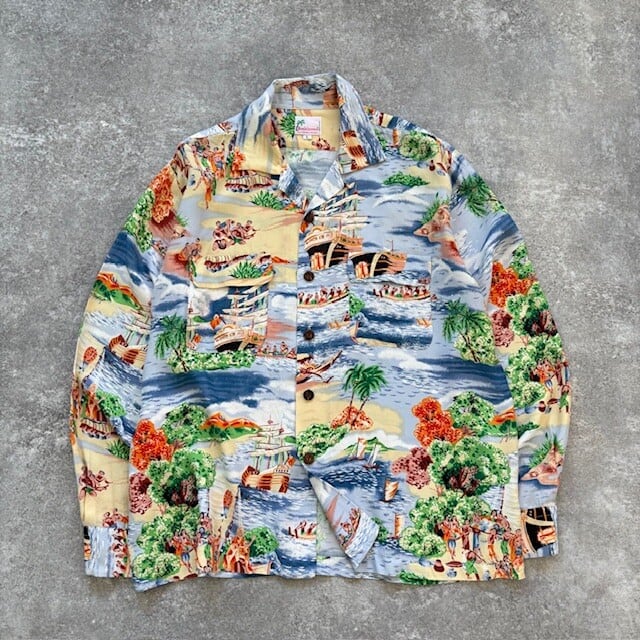Reminiscence】レミニッセンス USA製 アロハシャツ レーヨン 長袖