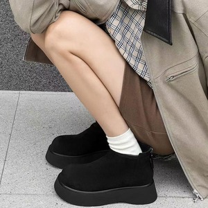 スエードタッチ ショートブーツ 裏起毛 レディース 秋冬 防寒 保温 通勤 通学 大人 きれいめ おしゃれ 暖かい 厚底 ラウンドトゥ 大人可愛い 大人女子