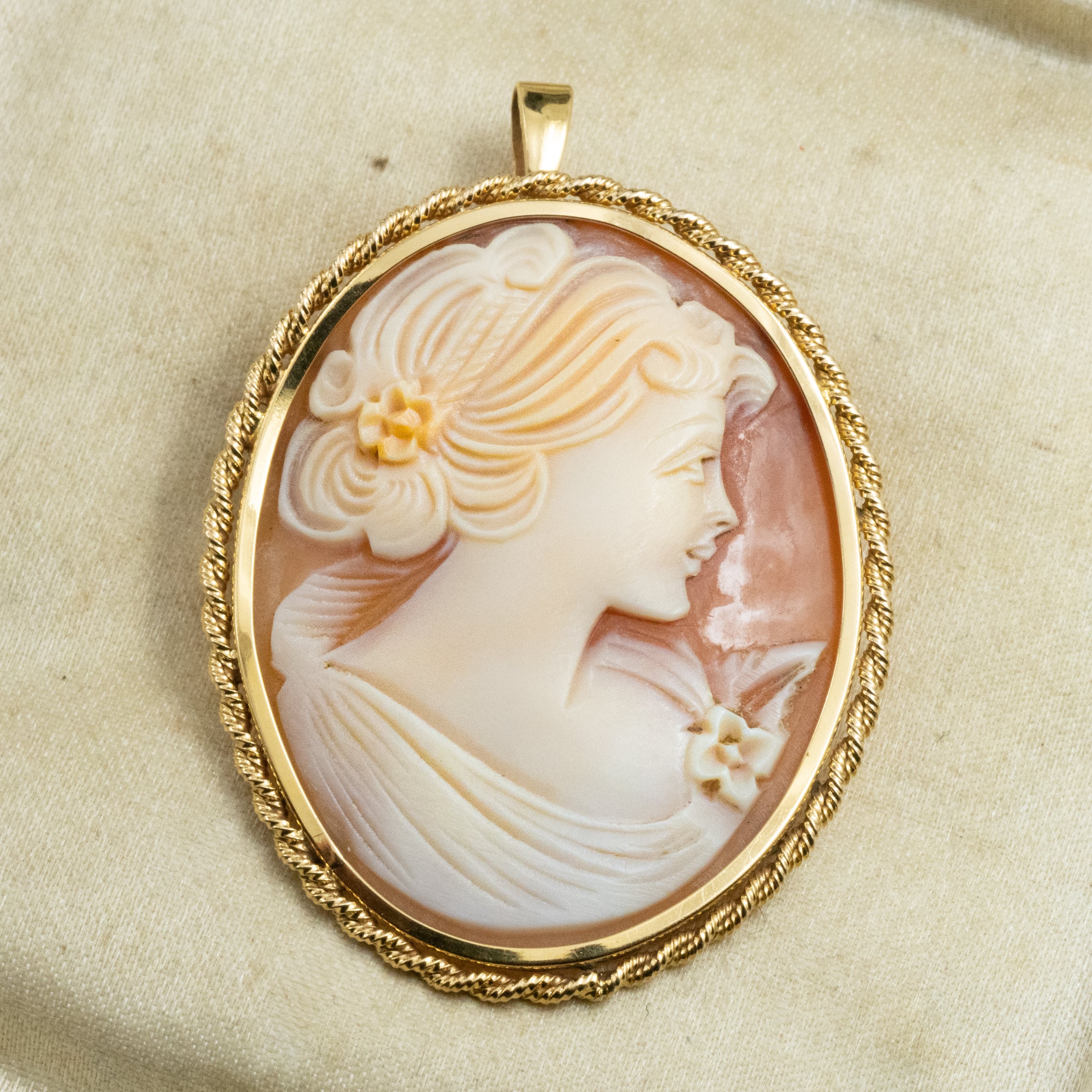 ヴィンテージ ジュエリー K18 カメオ ゴールド レトロ 2way ブローチ