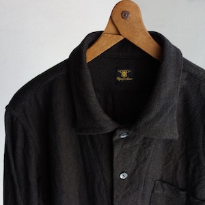 classic artisanal shirt jacket / charcoal（brown x black）