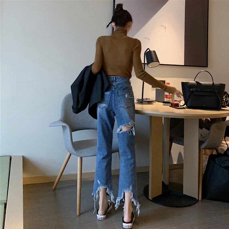 2020年夏の新しいハイウエストパーソナリティがワイドレッグパンツ乞食パンツルーズで薄いワイルドジーンズの女性トレンド YY-ファッション85033937961
