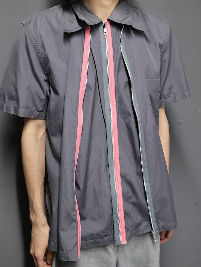 【COMME des GARÇONS shirt】layered design zip up shirt