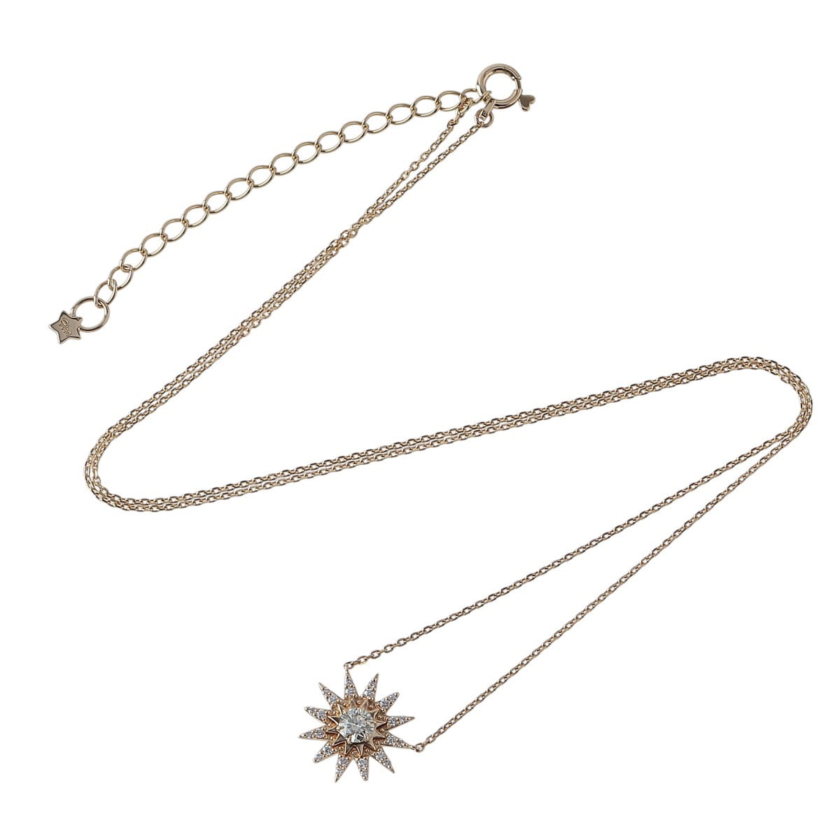 スタージュエリー ダイヤ ネックレス サンバースト 中石ダイヤ0.16ct