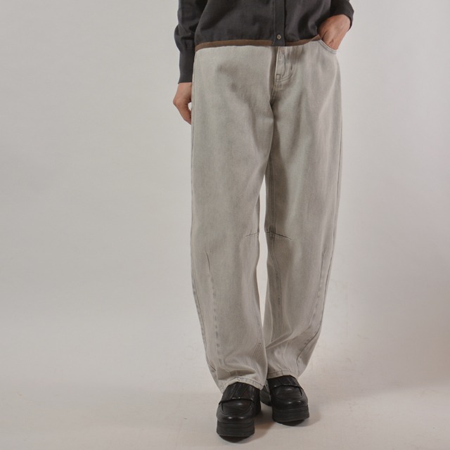 【１色】PASSIONE 　ワイドカーブデニムパンツ　色：サックスブルー　商品番号：516608