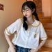✞ トップス 半袖スリーブ刺繍シャツブラウス 丸襟 ショート スウィート フラワーデザイン ✞ゴスロリ SM ミリ 甘ロリ クラロリ 和ロリ エレガント 黒ロリ 姫ロリ 華ロリ BB-BB1648995