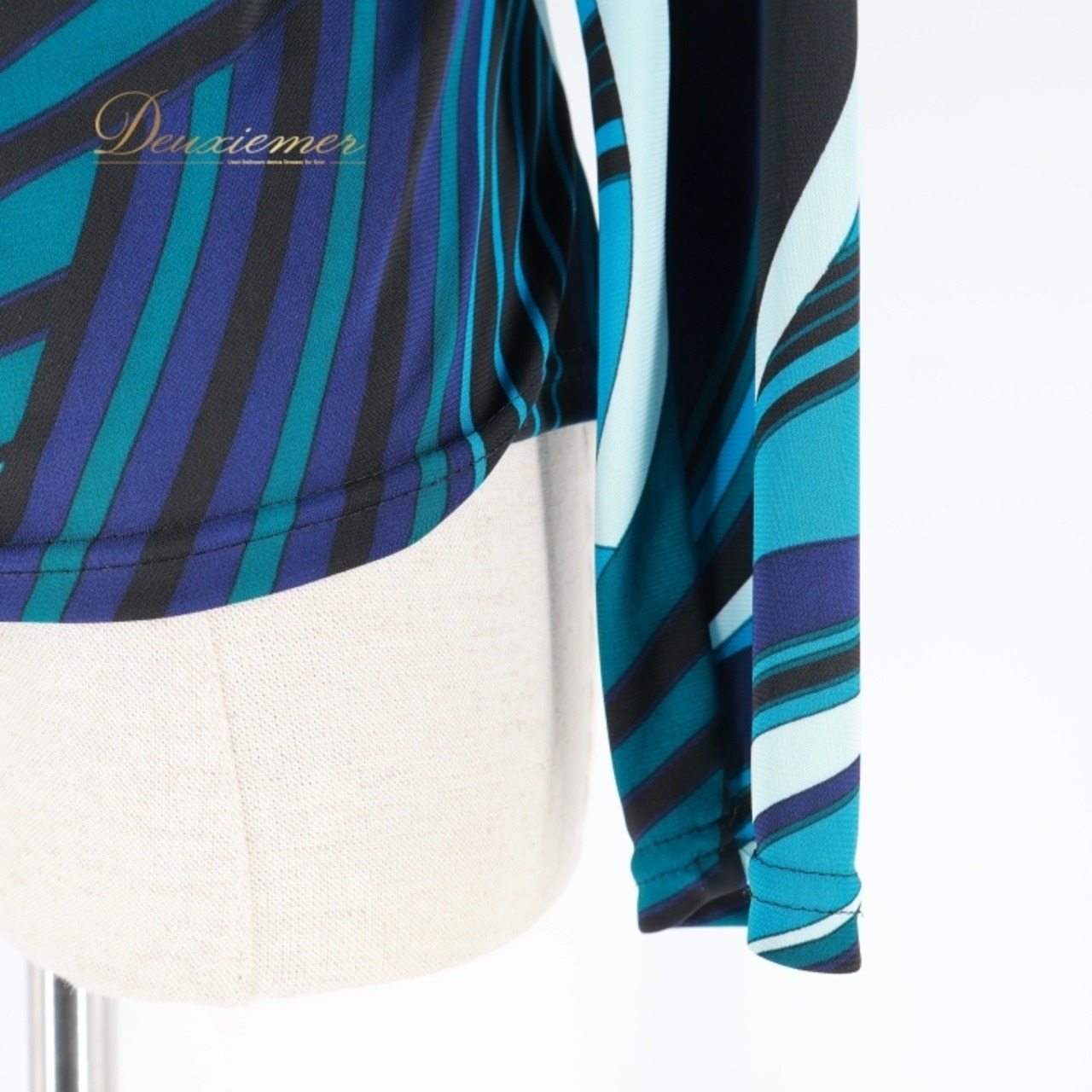 社交ダンス 衣装 トップス ブラウス グリーン系 チャコットロイヤルダンス Chacott ROYAL DANCE 日本製 練習 レッスン 伸縮 ストレッチ 緑 黒 青 長袖 上品 かわいい 落ち着いた色 パーティー イベント ブラック系 ブルー系