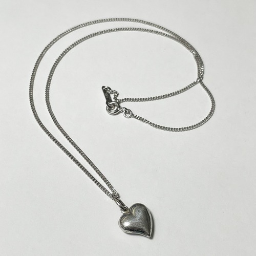 Vintage 925 Silver Puffy Heart Pendant Necklace Made In Italy