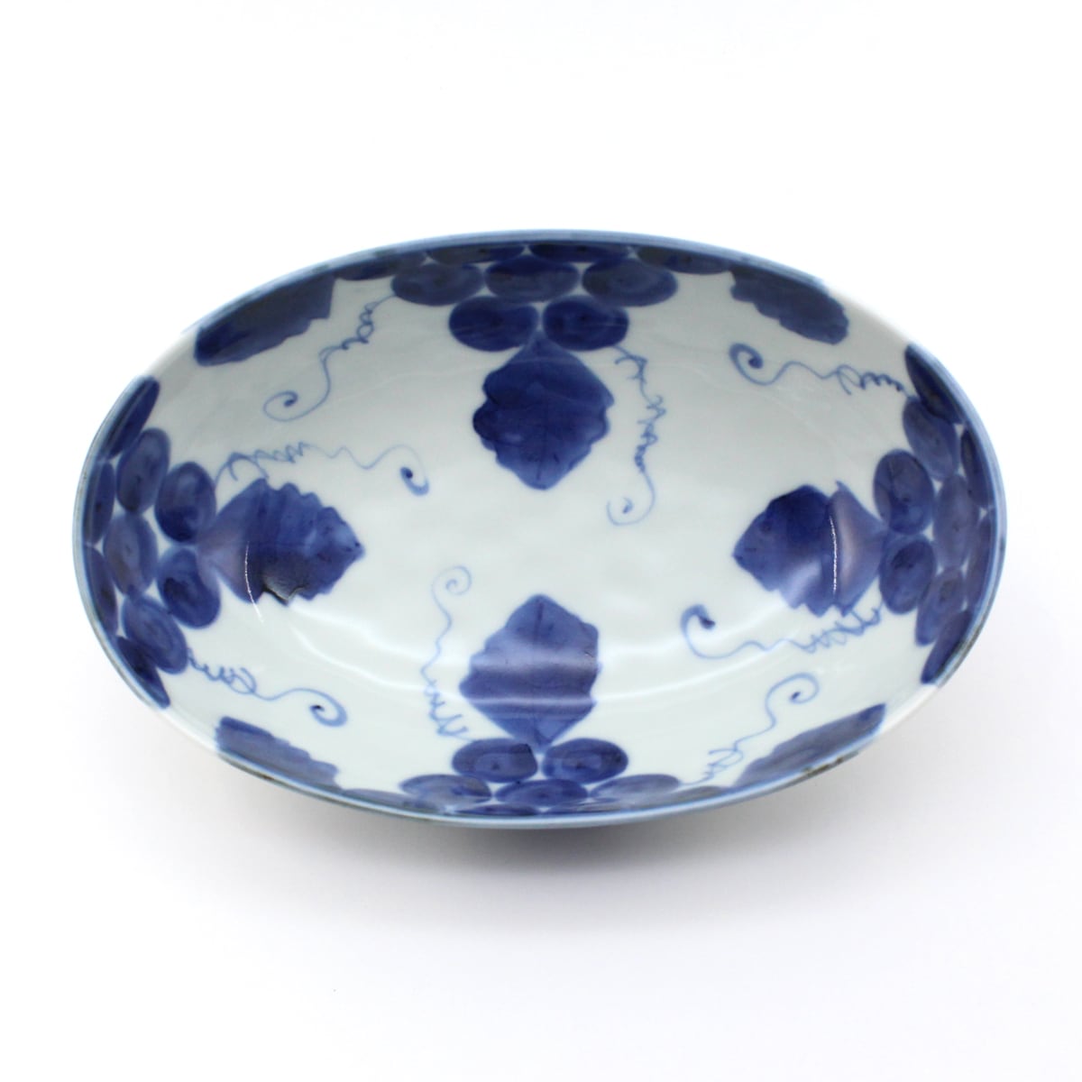 古染ぶどう6.5寸楕円鉢 | 福珠窯ファクトリーショップ