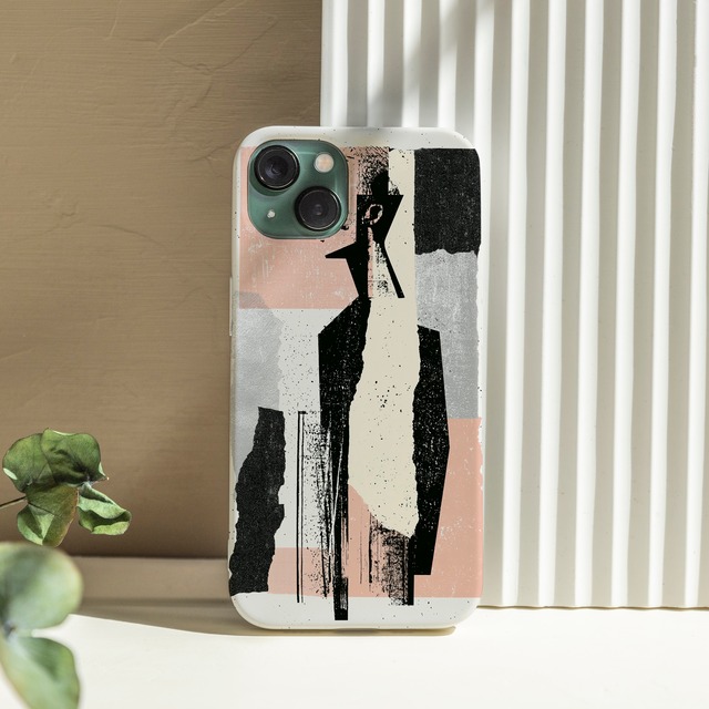受注生産 iPhoneケース 黒い人物シルエットの紙片コラージュ｜ZINE風 ZINE023B