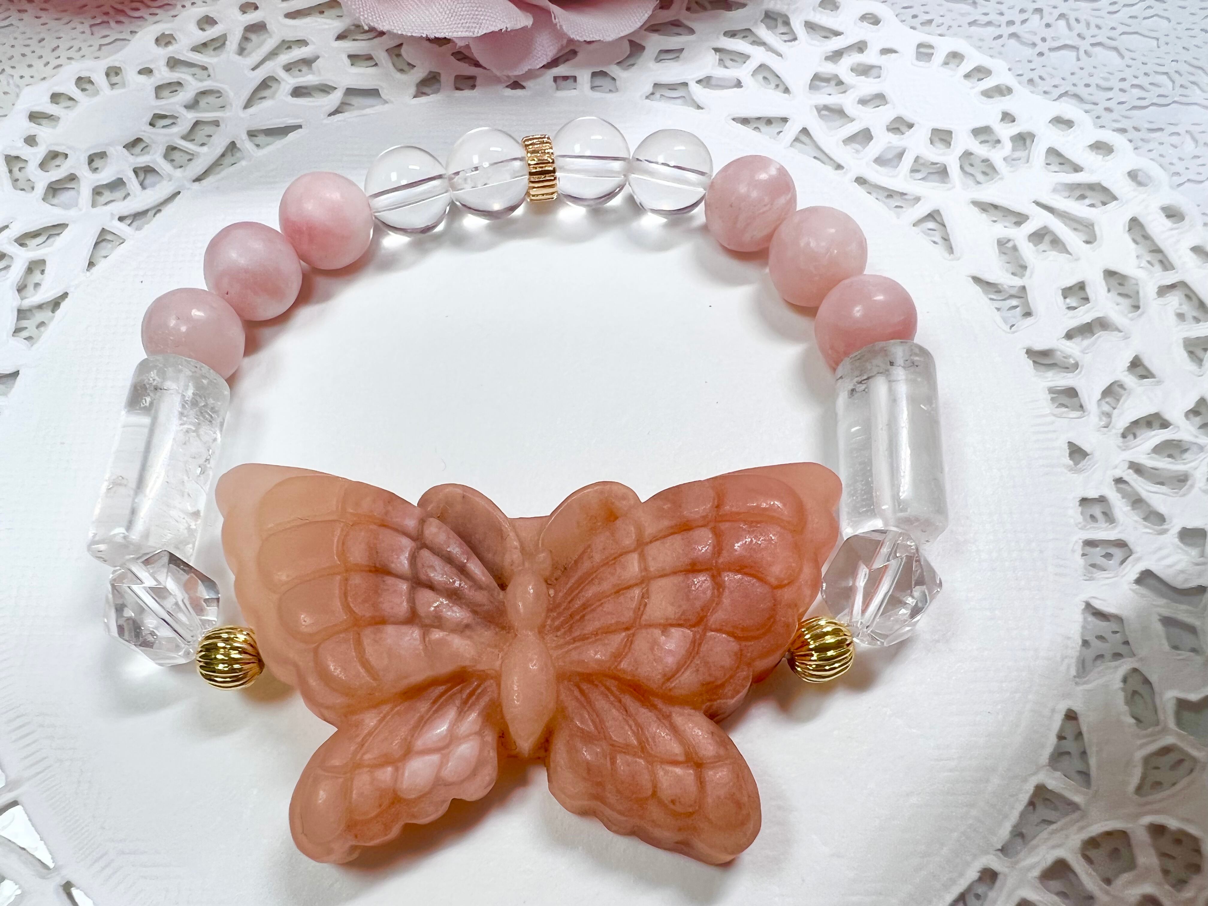 【サンストーン蝶々ブレスレット☾·̩͙⋆】送料無料♡♡天然石 パワーストーン