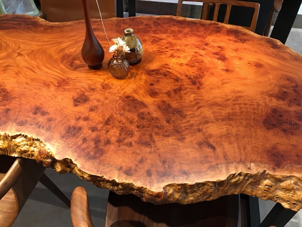 Premium】赤欅（ケヤキ）瘤_1800×700-1050-600×65_横浜元町店_テーブル