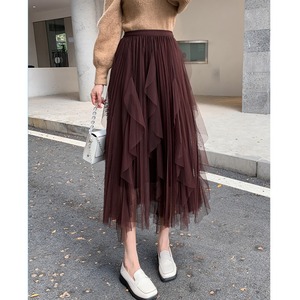 アシンメトリー シアー ドレープ プリーツ スカート 7color 10319