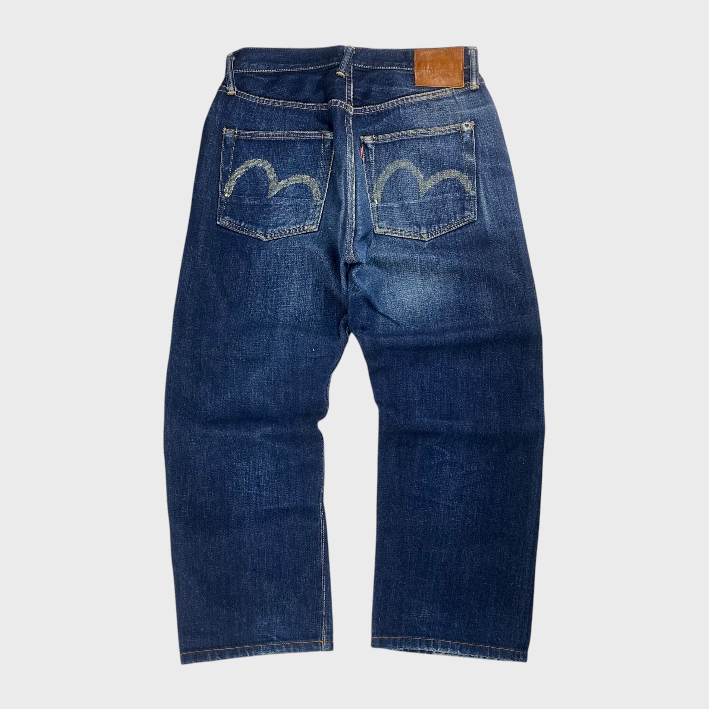 90's~】 EVISU デニムパンツ 赤耳 カモメペイント W31相当 dp7065