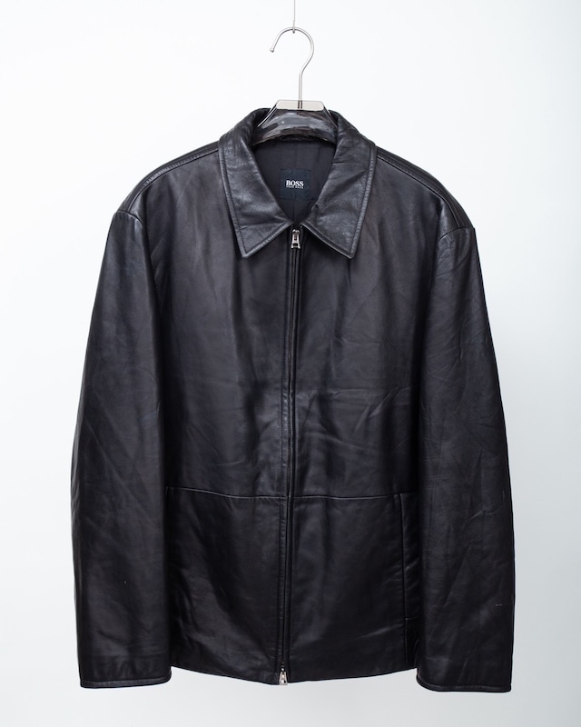 "HUGO BOSS" double zip leather jacket