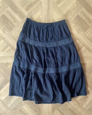 indigo tiered skirt