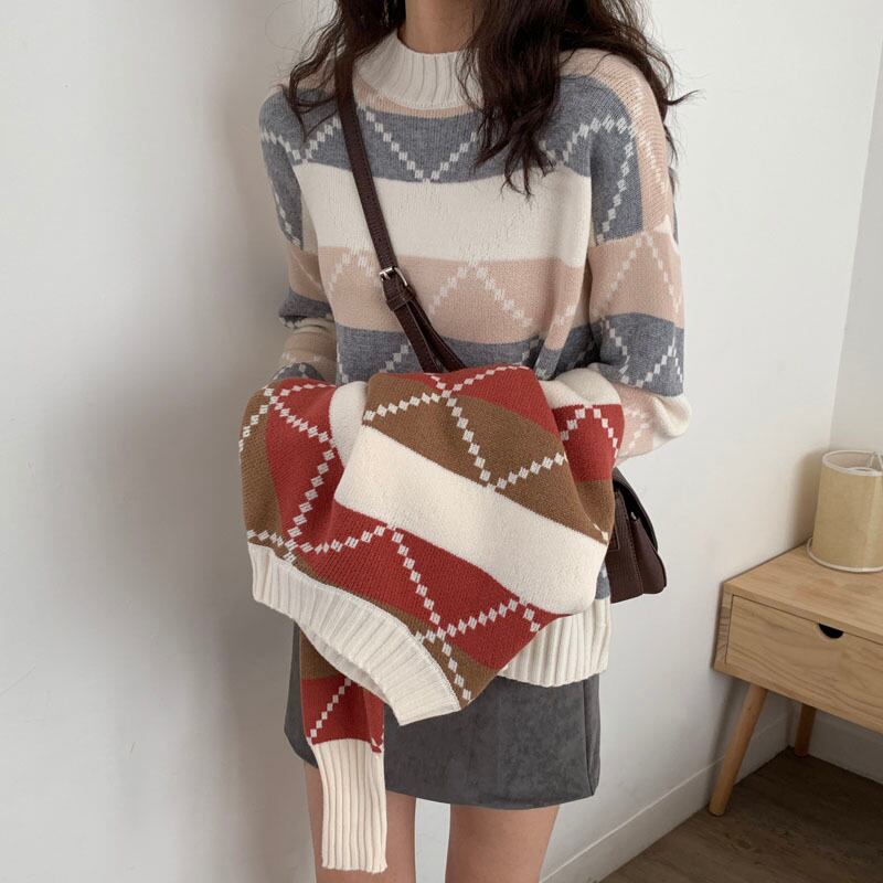 セーター ウィンタープルオーバー 長袖スリーブルーズカラースタイル ロング 冬物 萌量不足34356613384