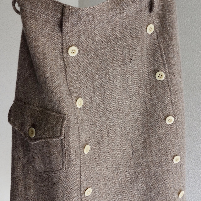 shaker tweed skirt / mix mocha herringbone