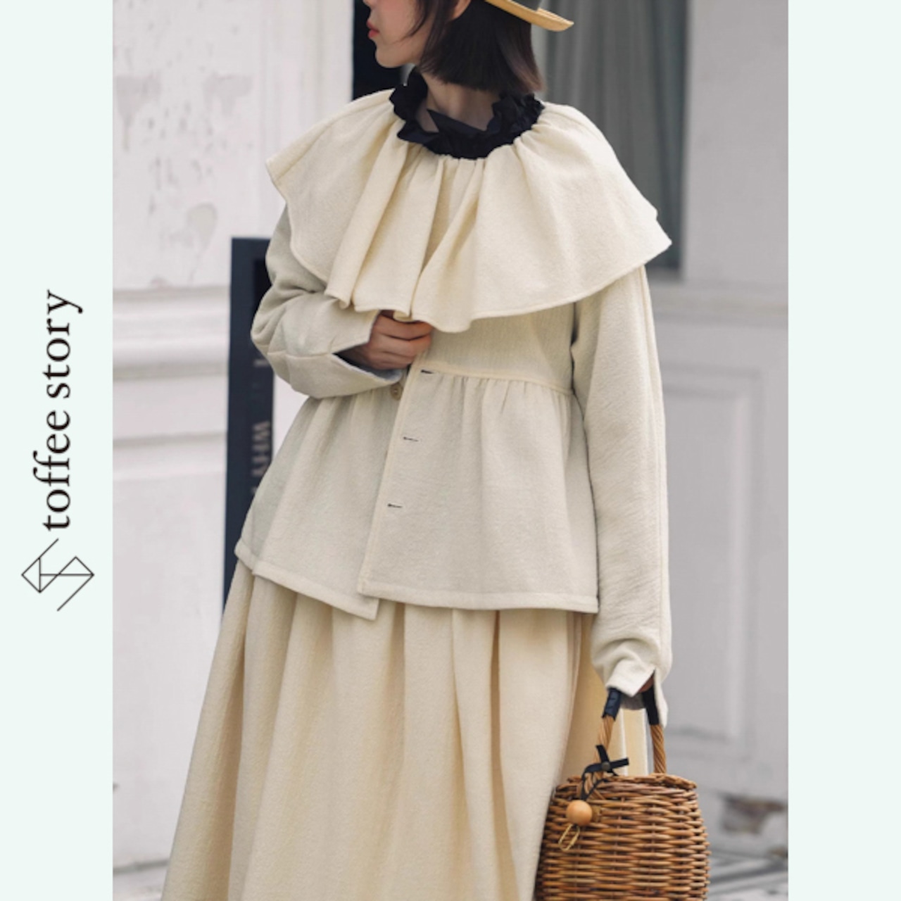 初雪と朝霧をまとうリバーシブルウールカーディガン《W0215》