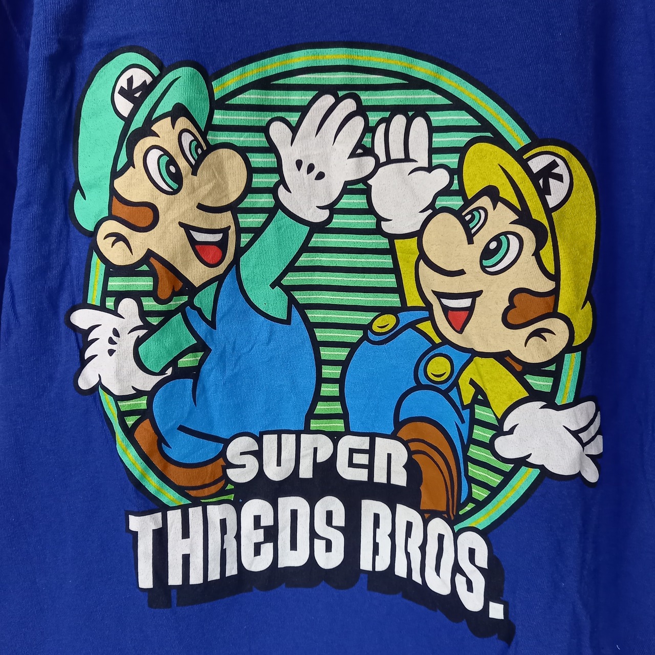 DISTRICT　クルーネック　プリントTシャツ　半袖　ブルー　S