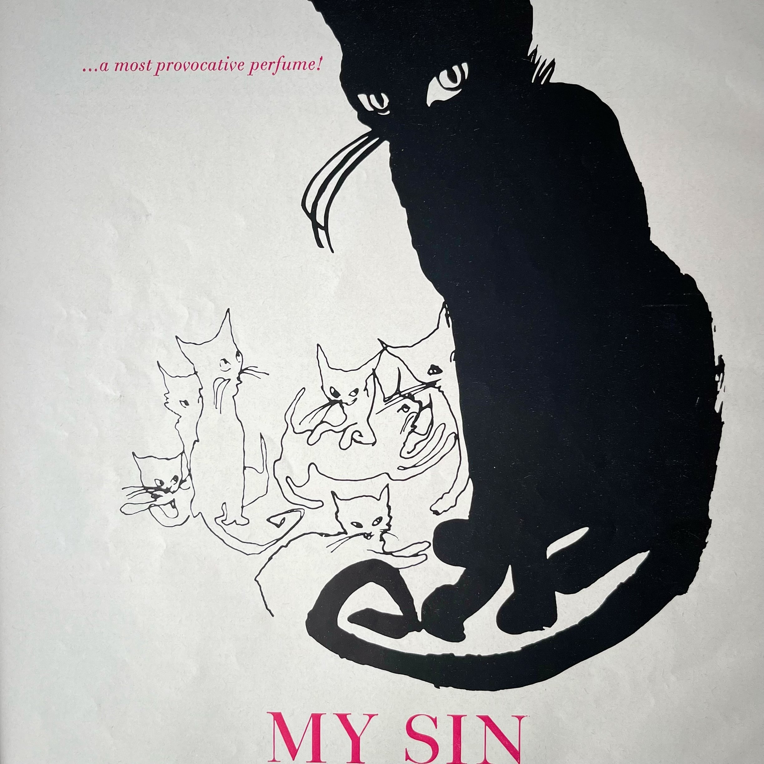 1960 広告＞LANVIN ランバン 黒猫 ポスター ヴィンテージ アート