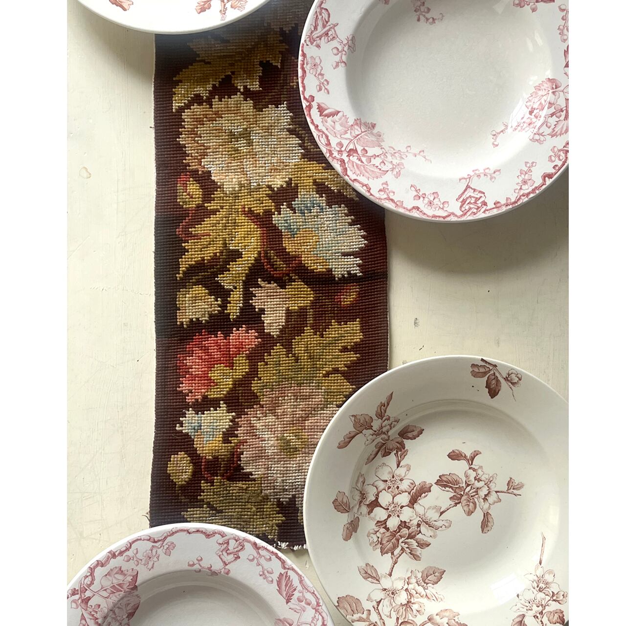 Vintage タペストリー/ブラウン 約19cm x 48cm