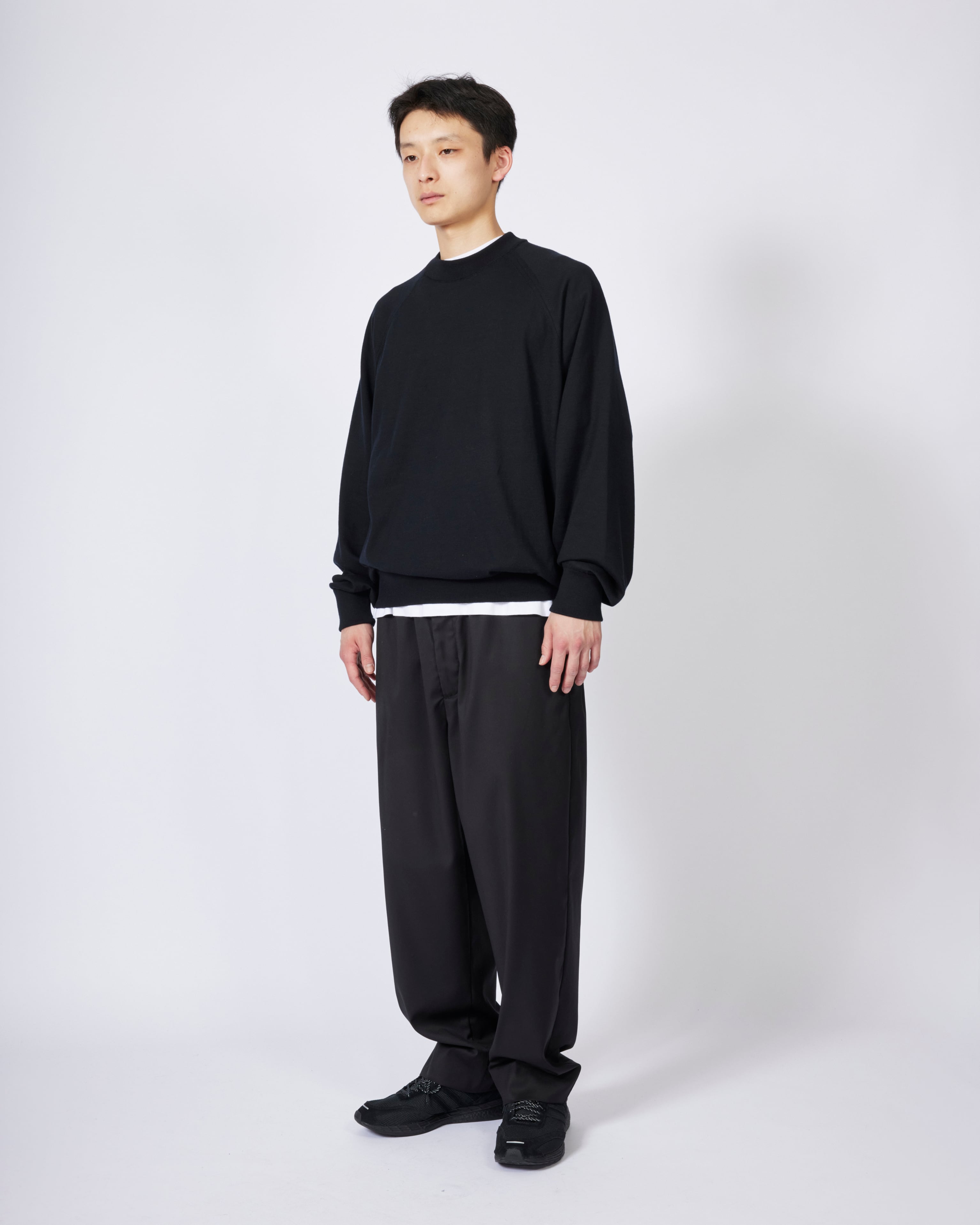 everyone easy slacks fabric by Loro Piana (BLACK) | everyone