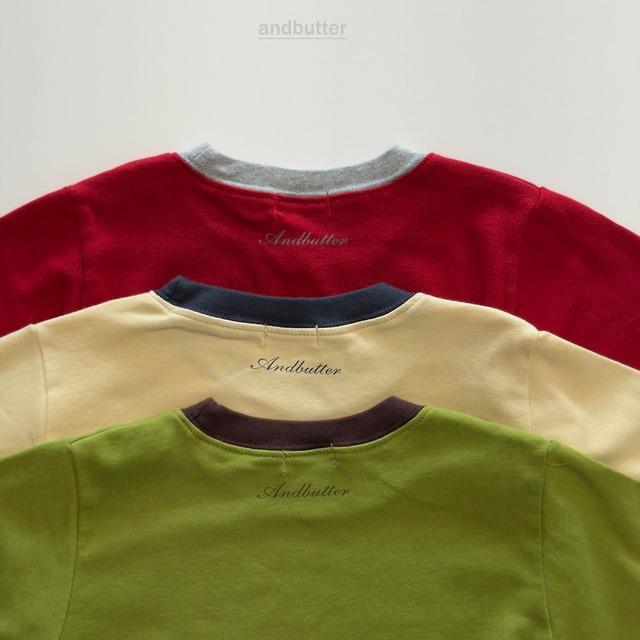【取寄】andbutter｜candy colorblock tee｜キャンディー配色Tシャツ｜S-JM｜kids&jr｜26 autumn