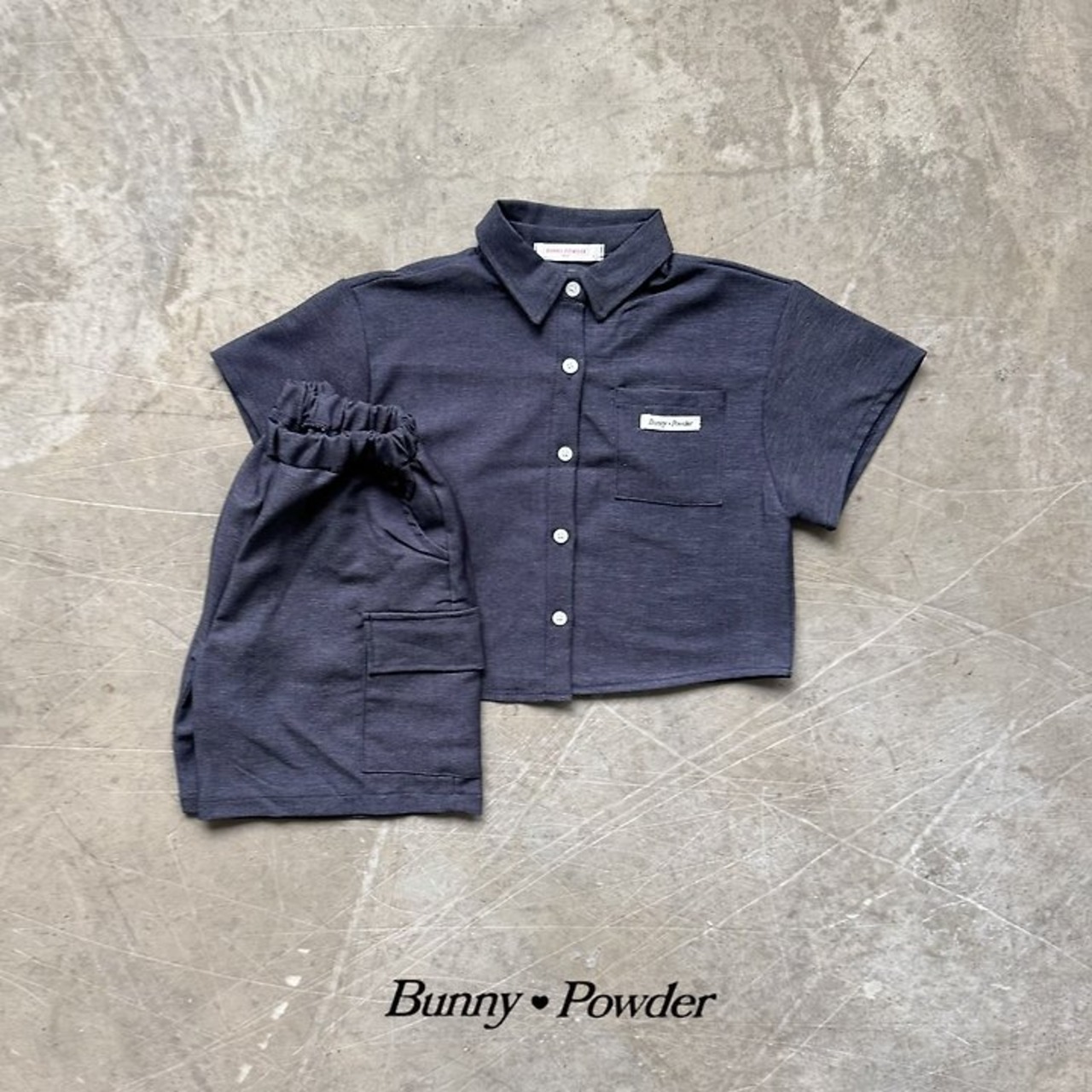 [Bunny Powder] Feature) Denim Short-sleeve Shirt / [버니파우더] 기획)데님반팔남방