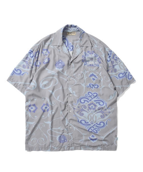 THE GOL ALLOVER S/S OPEN COLLAR SHIRTS GRAY