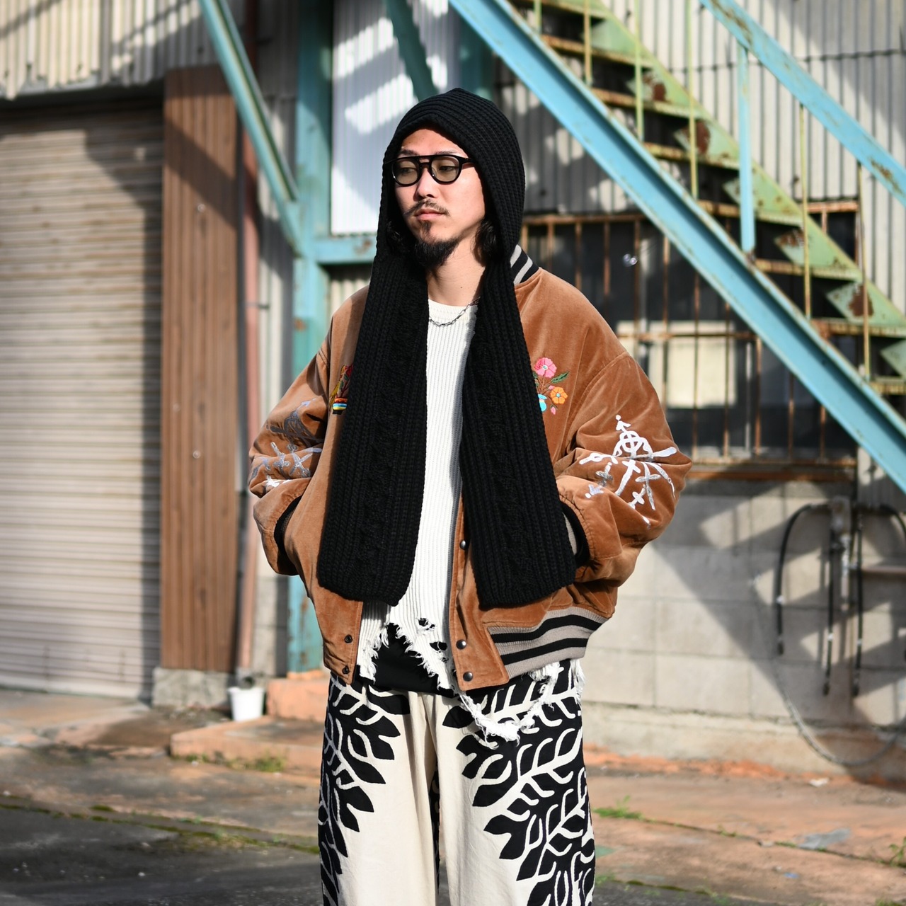 Leh /  Embroidery SKA Reversible Blousonコーディネート