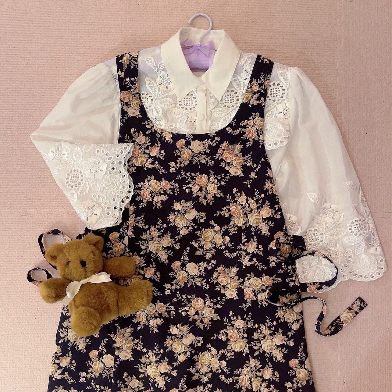 rose double ribbon jumper skirt