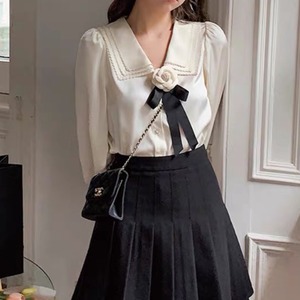 flower ribbon chiffon blouse　A0005